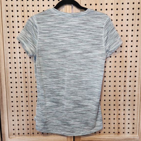 RBX Womens Pullover Shirt Blue Gray Short Sleeve V Neck Size M Workout Exercise - Picture 2 of 5